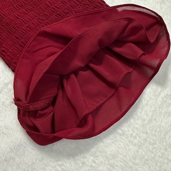 JessaKae Red Ruffled Midi Dress with Flutter Sleeves 100% Polyester - Picture 3 of 13